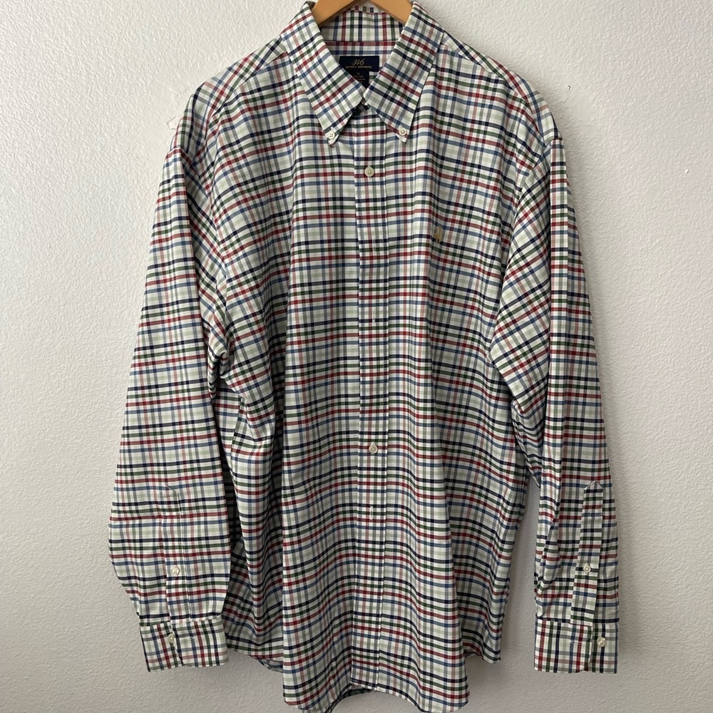 Brooks Brothers Lauren Multicolor Plaid Men's Shirt Red Blue Green Long Sleeve